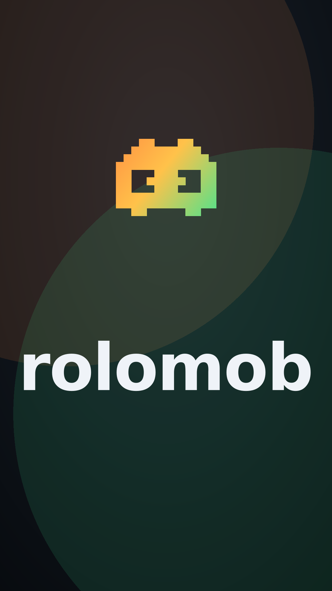 RoloMob 9:16 chat wallpaper, the wordmark over a faint mark pattern